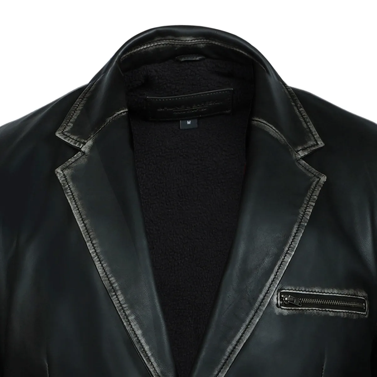 Formal Blazer Button Style Black Leather Jacket for Men