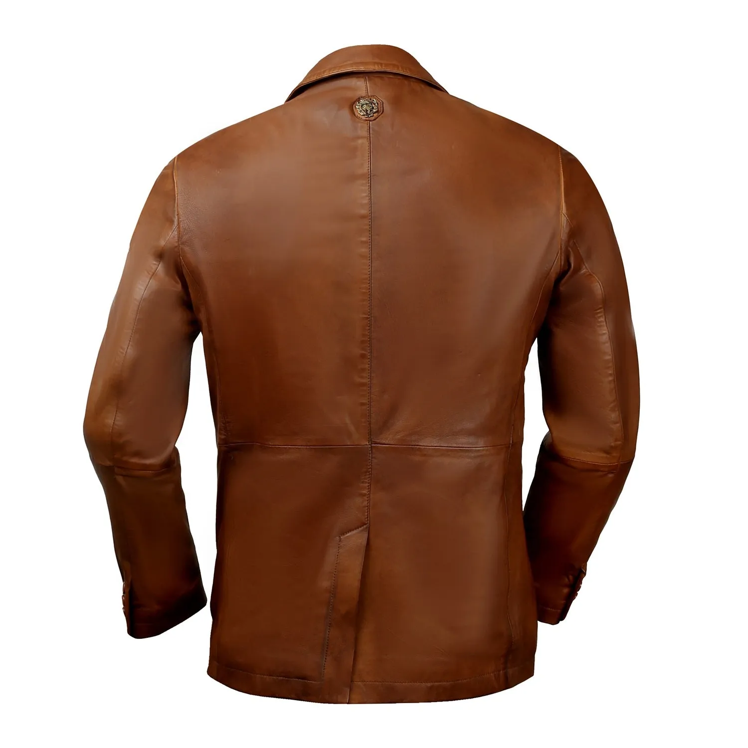 Formal Blazer Button Style Tan Leather Jacket For Men By Brune & Bareskin