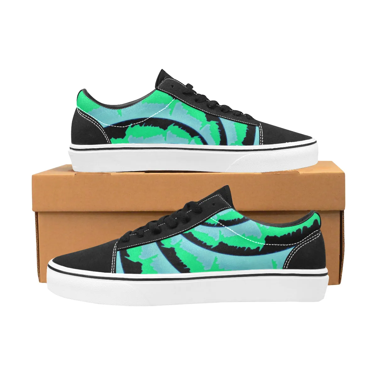 Fractal Tie-Dye Men's Low Top Skateboarding Shoes