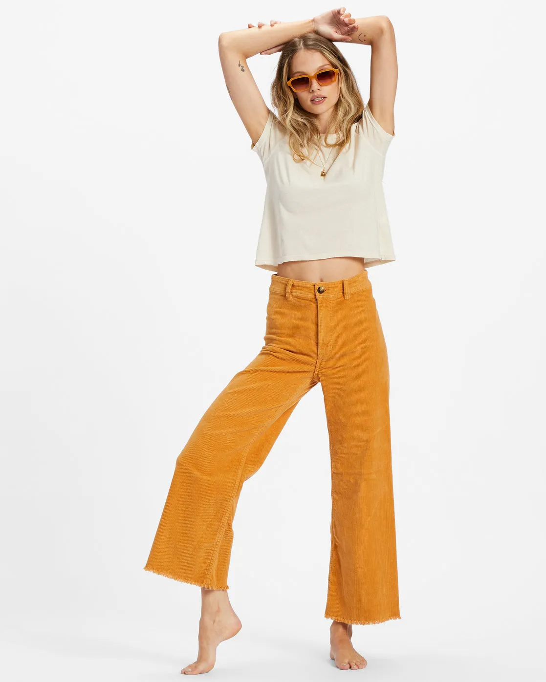 Free Fall Wide-Leg Corduroy Pants - Golden Rays