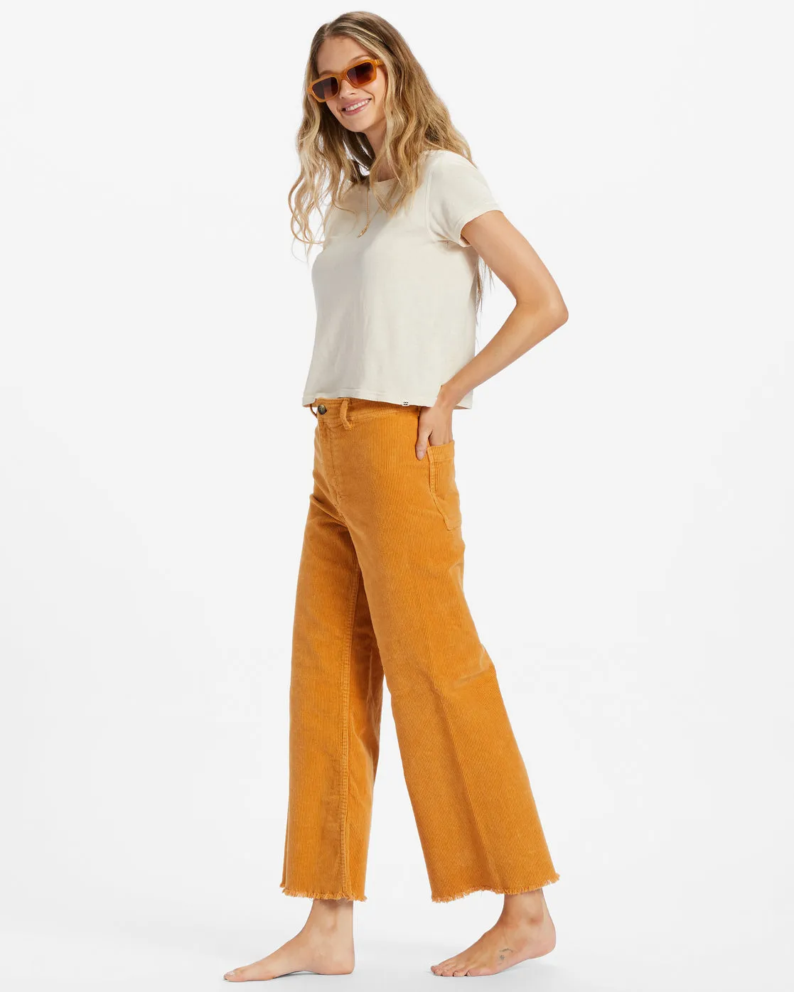 Free Fall Wide-Leg Corduroy Pants - Golden Rays