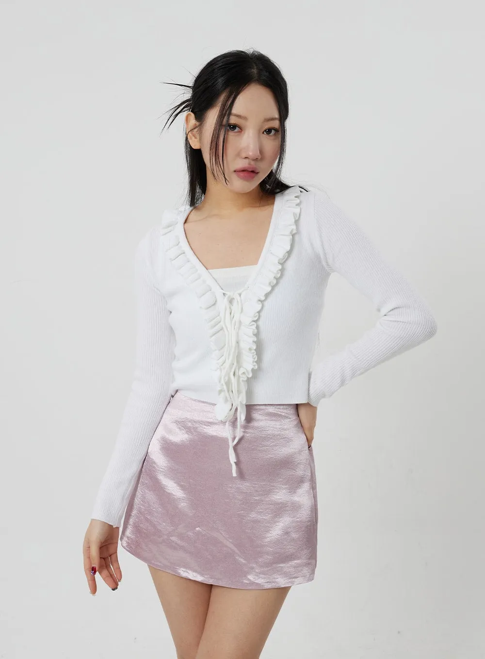 Frill Detail Cropped Cardigan CJ330