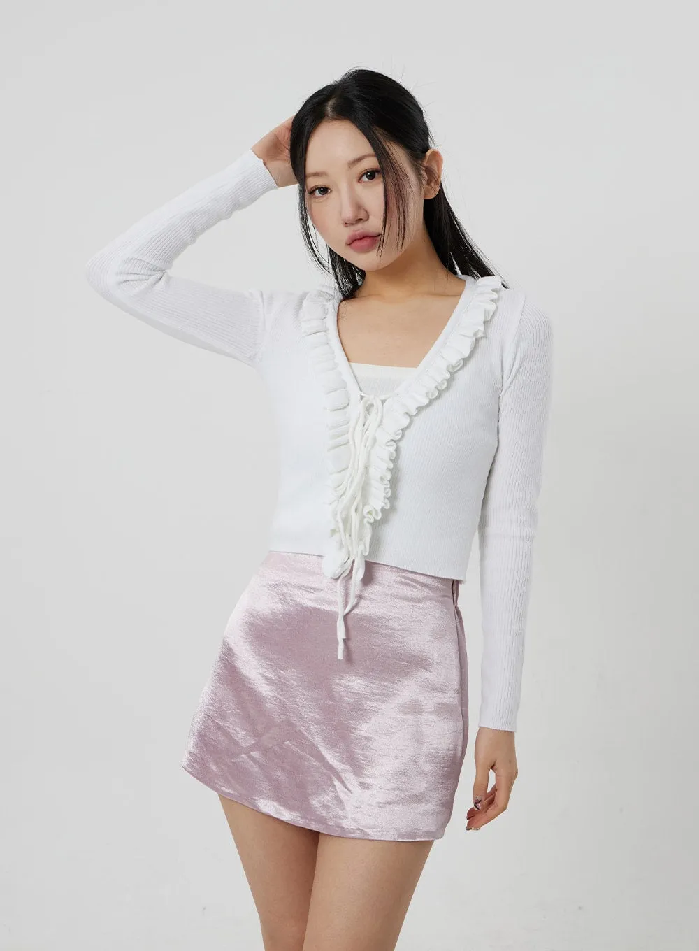 Frill Detail Cropped Cardigan CJ330