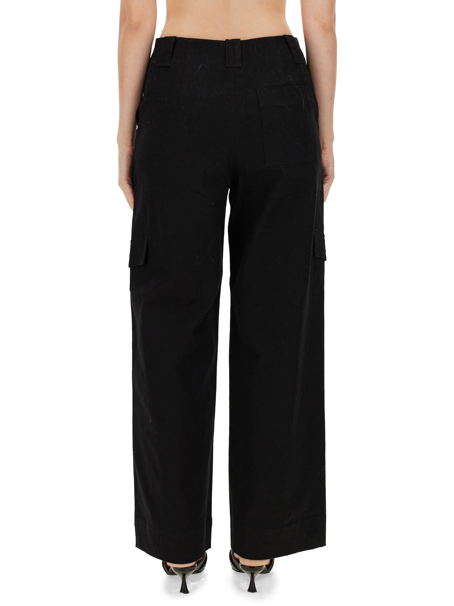 GANNI    COTTON HERRINGBONE PANTS