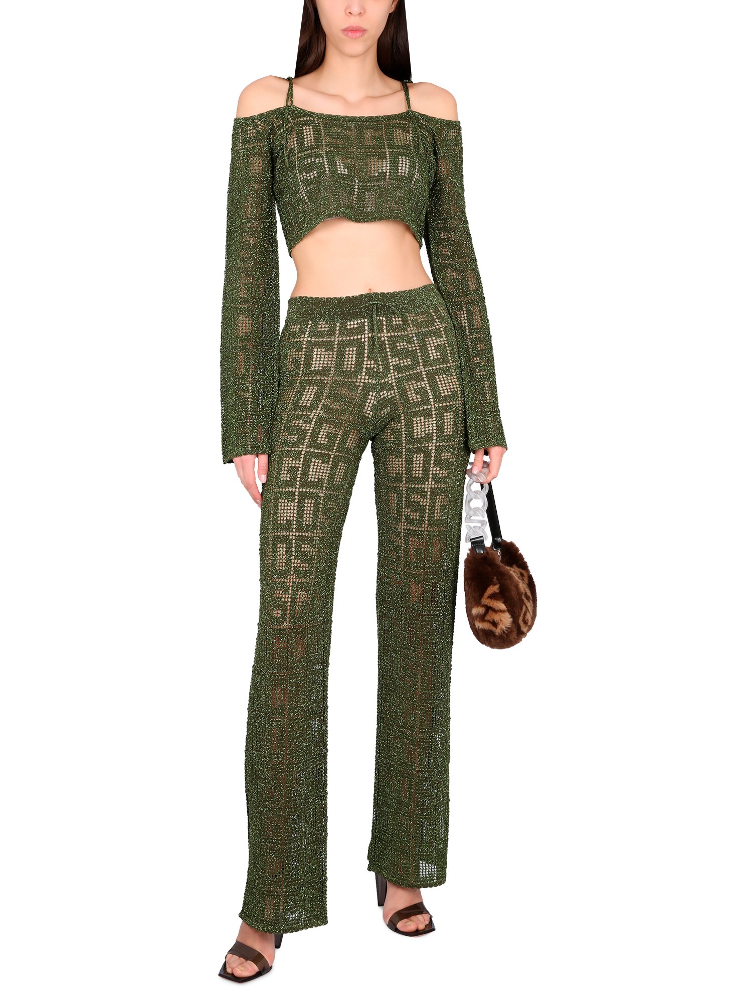 GCDS    MONOGRAM MACRAME PANTS