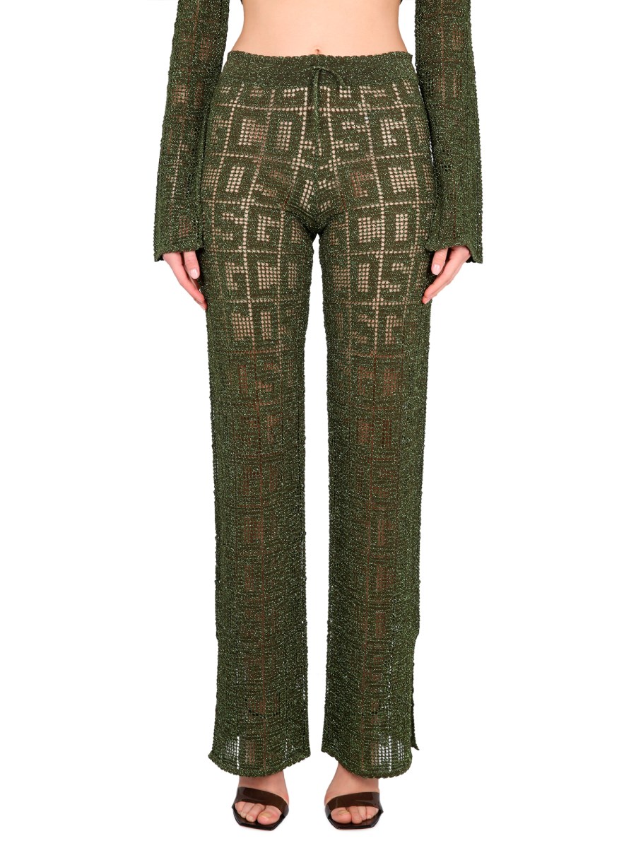 GCDS    MONOGRAM MACRAME PANTS