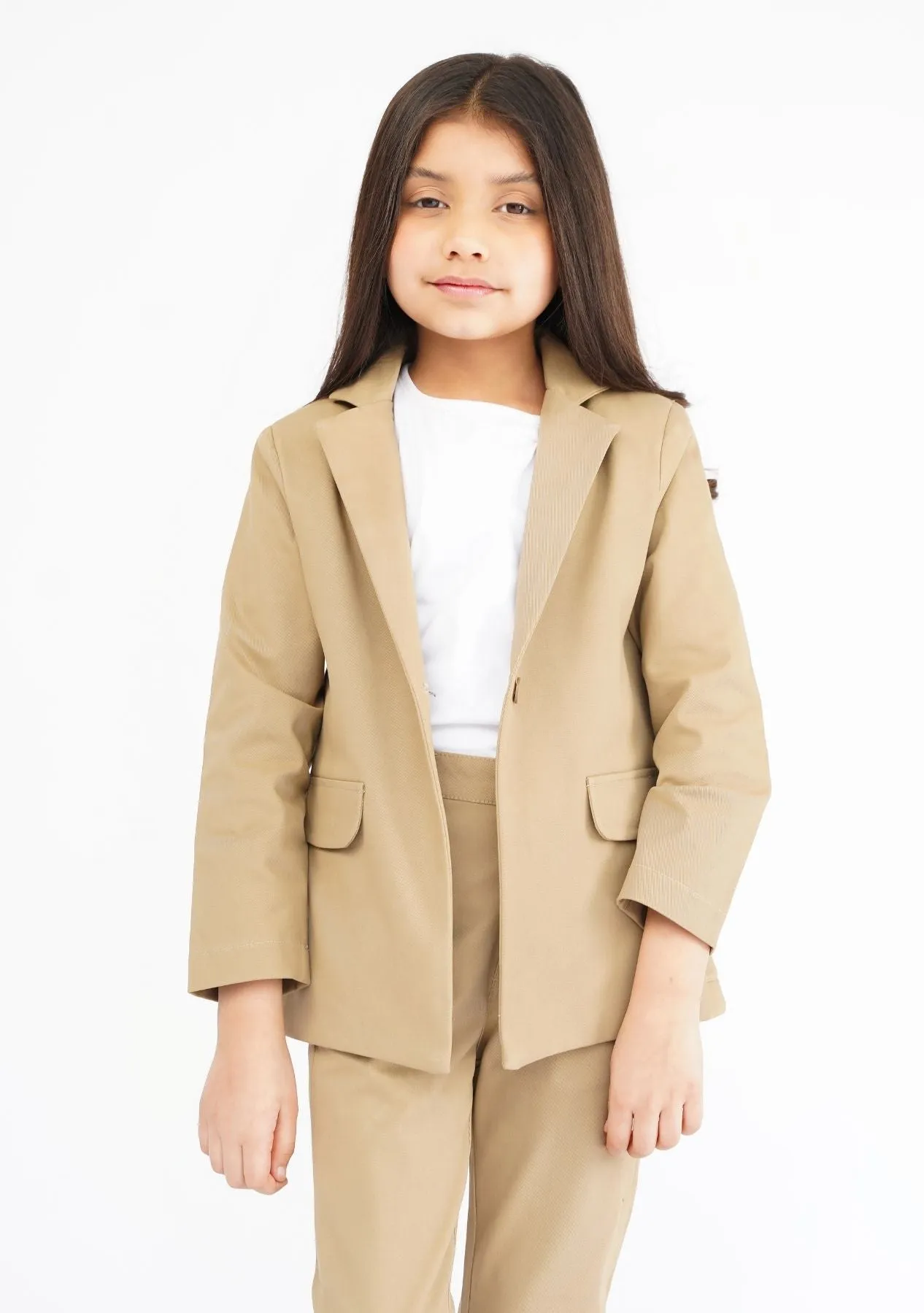 Girls Blazer - Camel Brown