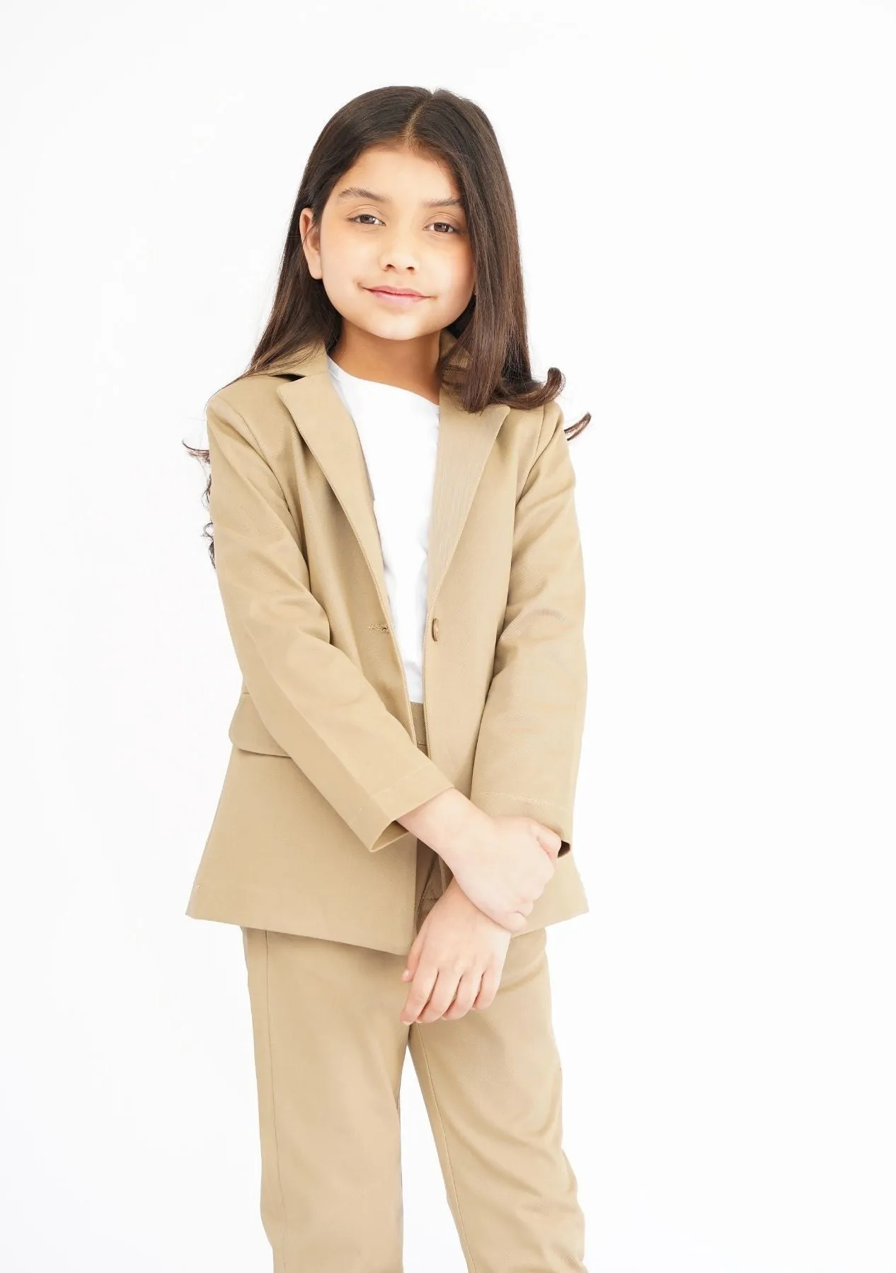 Girls Blazer - Camel Brown