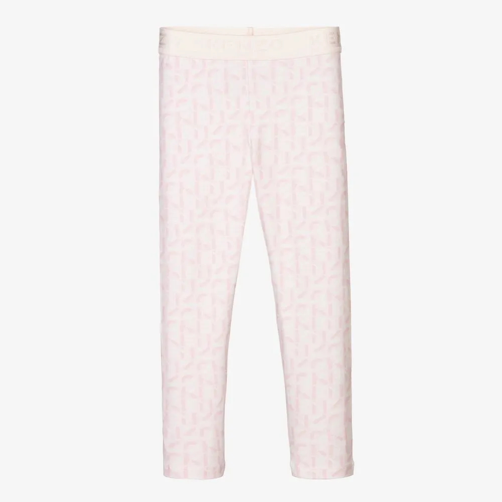 Girls Pink Logo Leggings