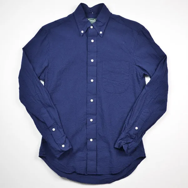 Gitman Vintage - Solid Seersucker Shirt - Navy