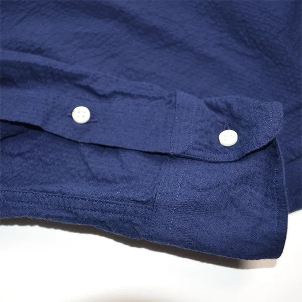 Gitman Vintage - Solid Seersucker Shirt - Navy