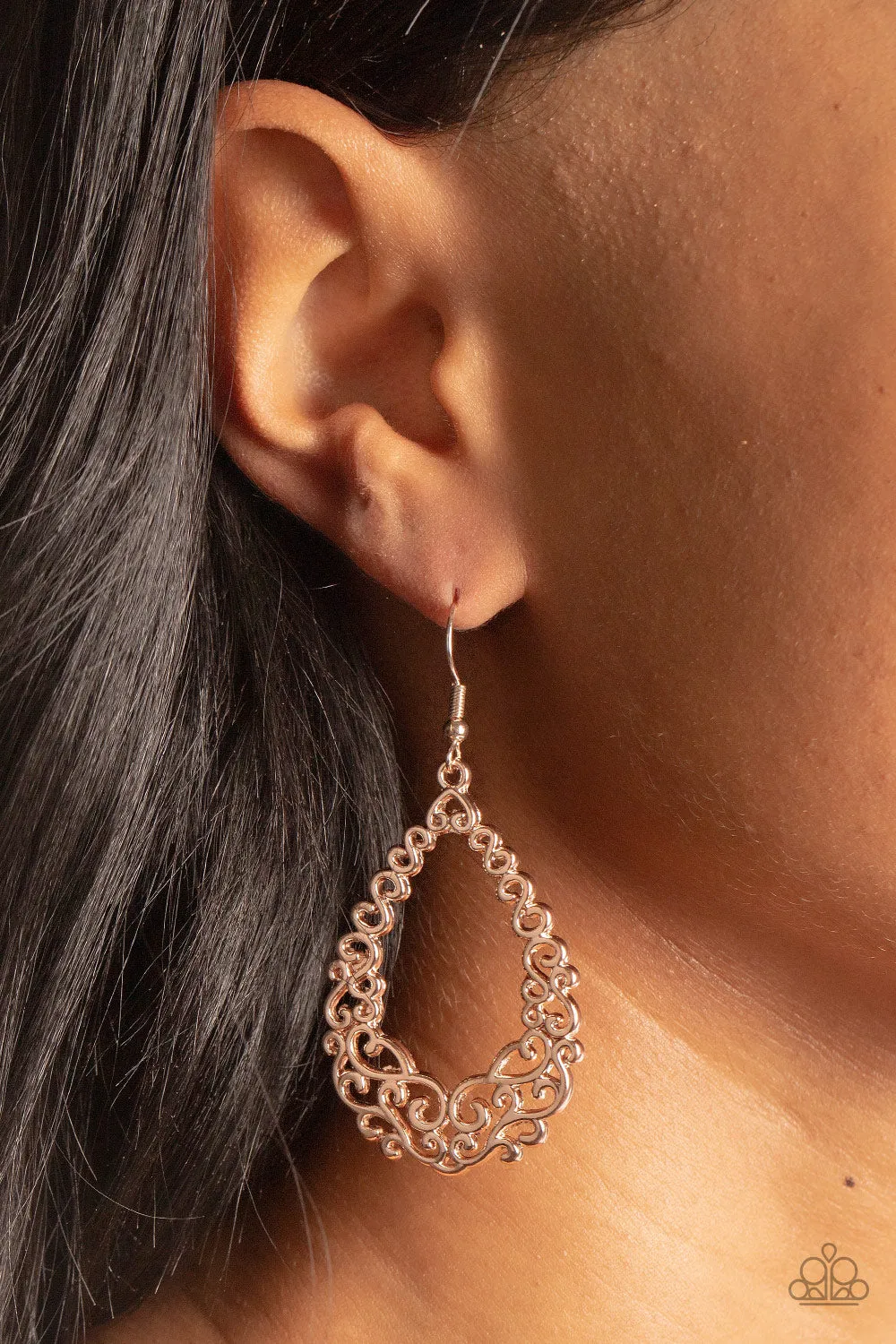 Granada Garland - Rose Gold ~ Paparazzi Earrings