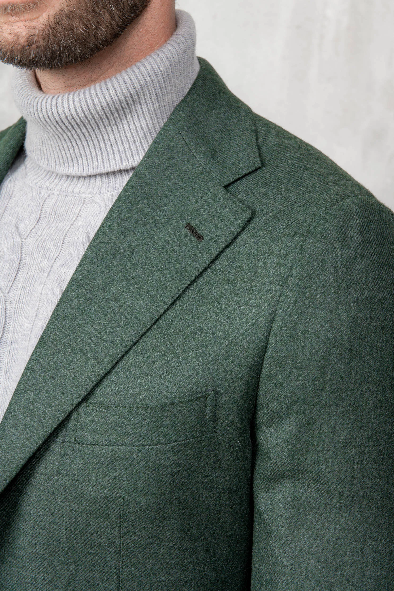 Green jacket in Loro Piana wool and cashmere - Made in Italy