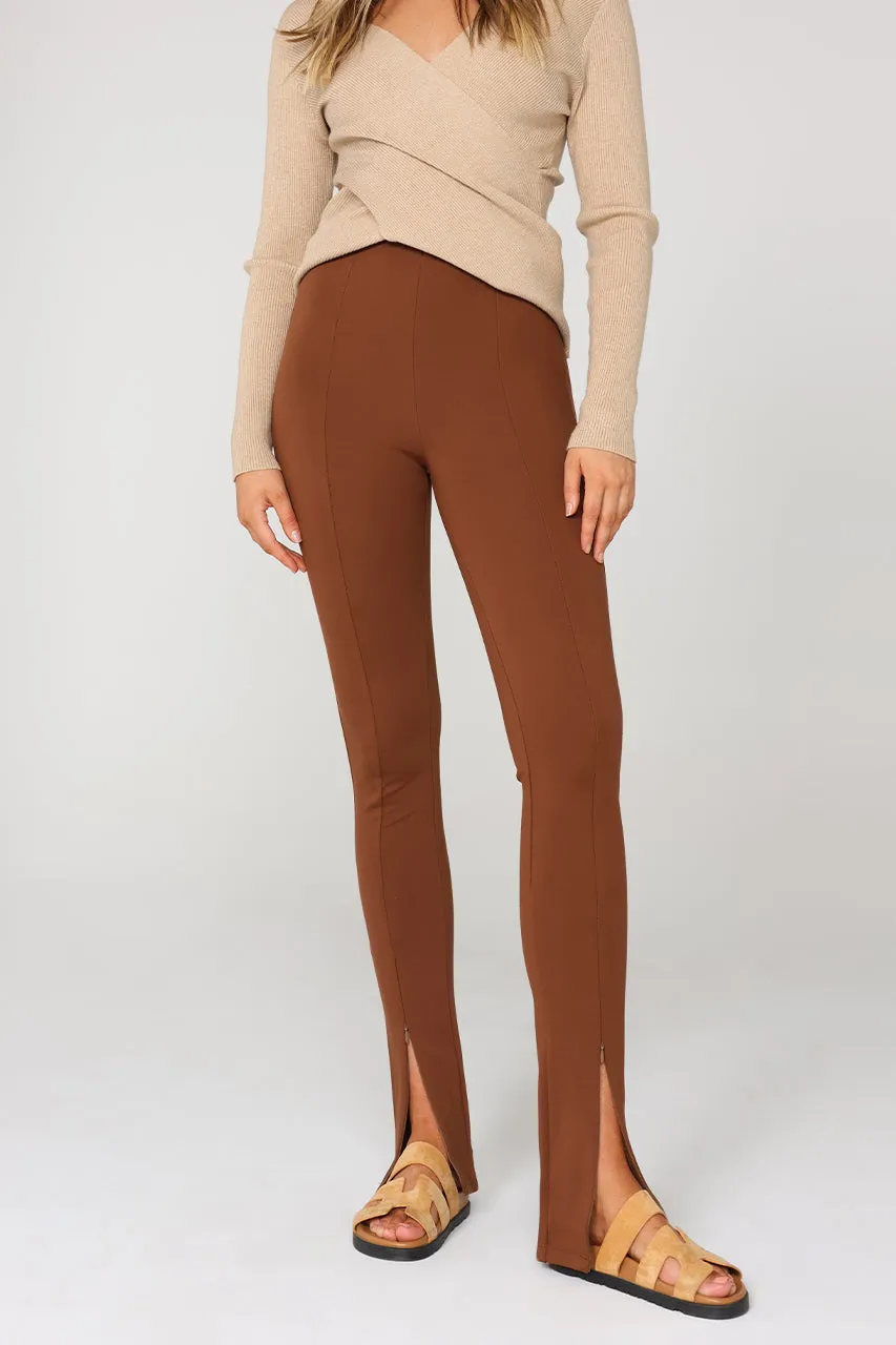 Henley Zip Pants | Choc