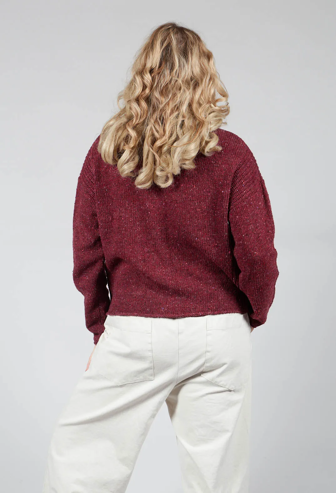 High Neck Cardigan in Prune