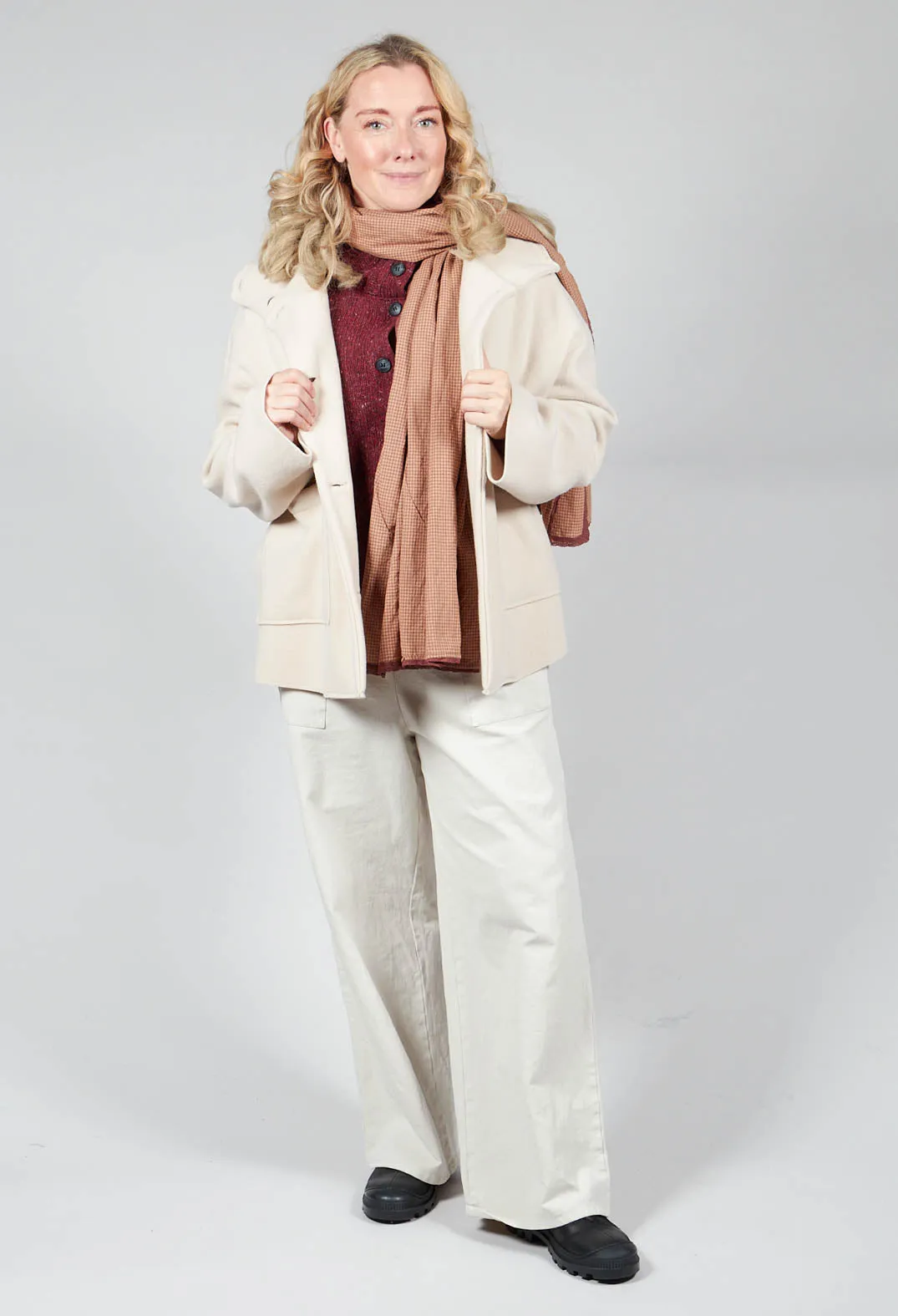 High Neck Cardigan in Prune