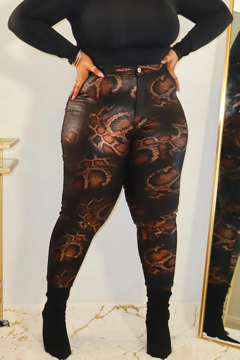 In The Moment Snake Print Pants (Black)