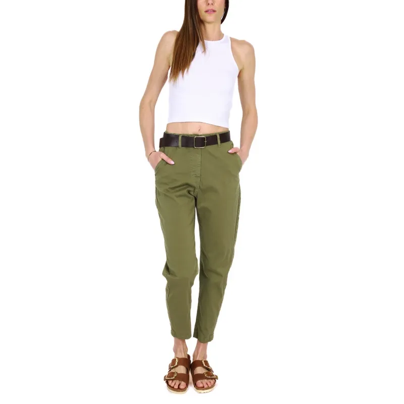 JEANS CON TASCHE AMERICA IN COTONE, VERDE