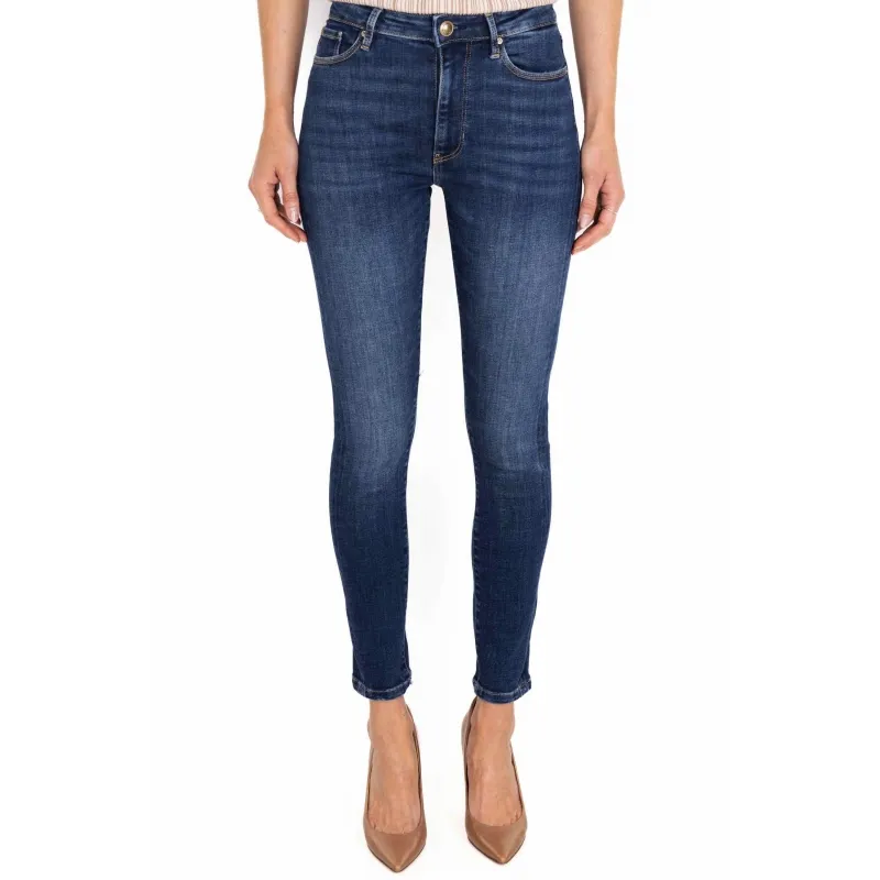 JEANS SKINNY VITA ALTA CON PAILETTES, BLU