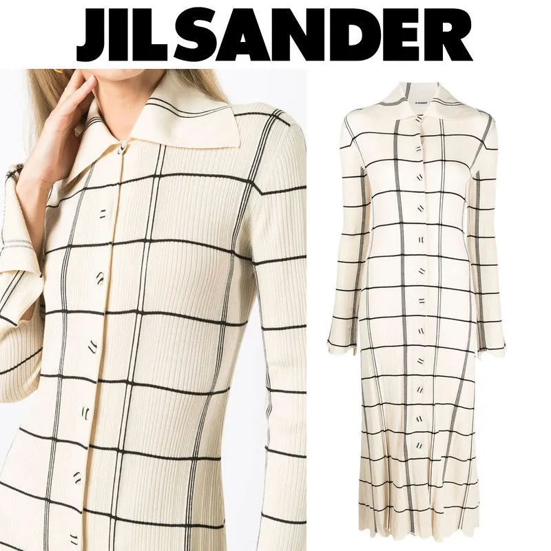 Jil Sander  |Other Plaid Patterns Casual Style Wool Long Sleeves Long