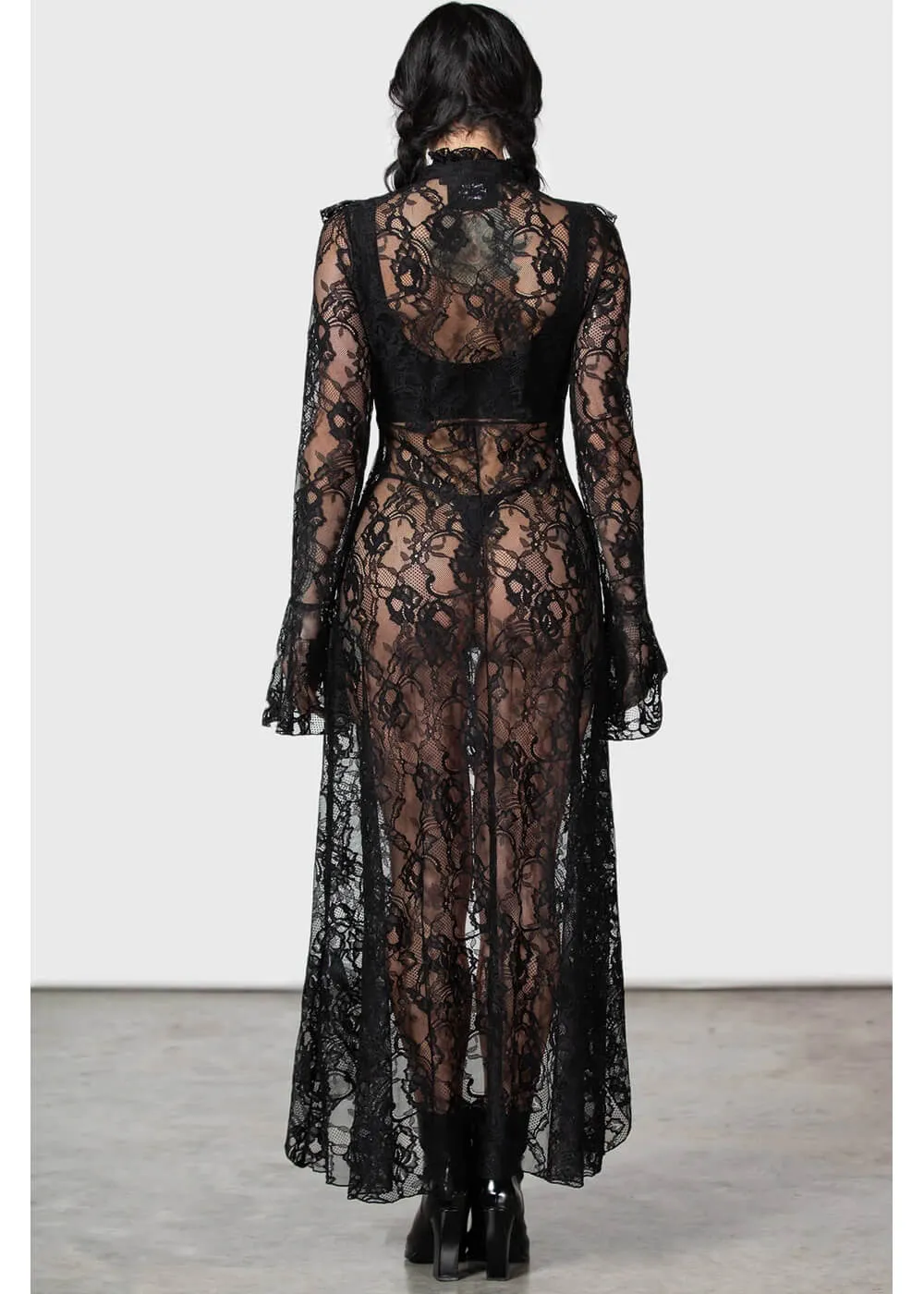 Killstar Condolences Lace Shirt Maxi Dress Black