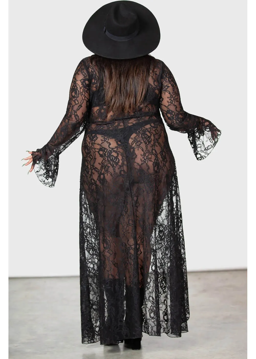 Killstar Condolences Lace Shirt Maxi Dress Black