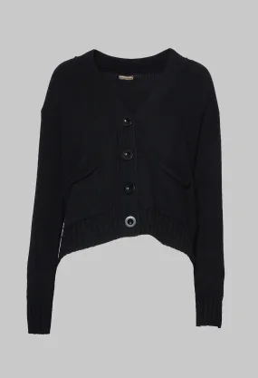 Knitted Cardigan in Nero Black