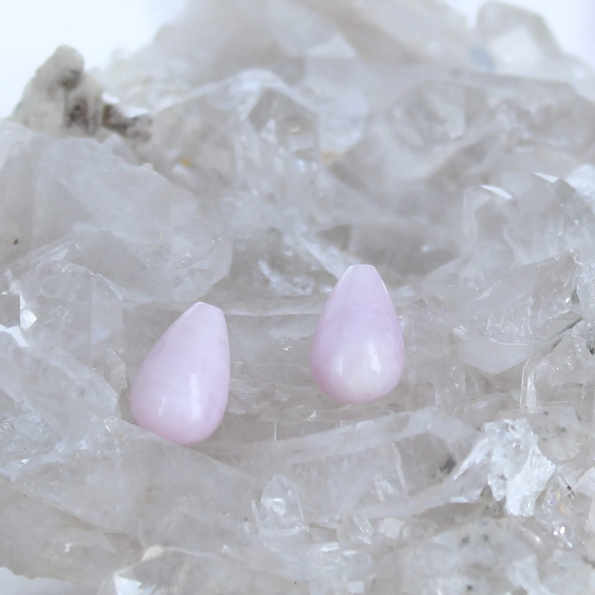 KUNZITE PENDANT Teardrop Bead Components Pair Top Drilled