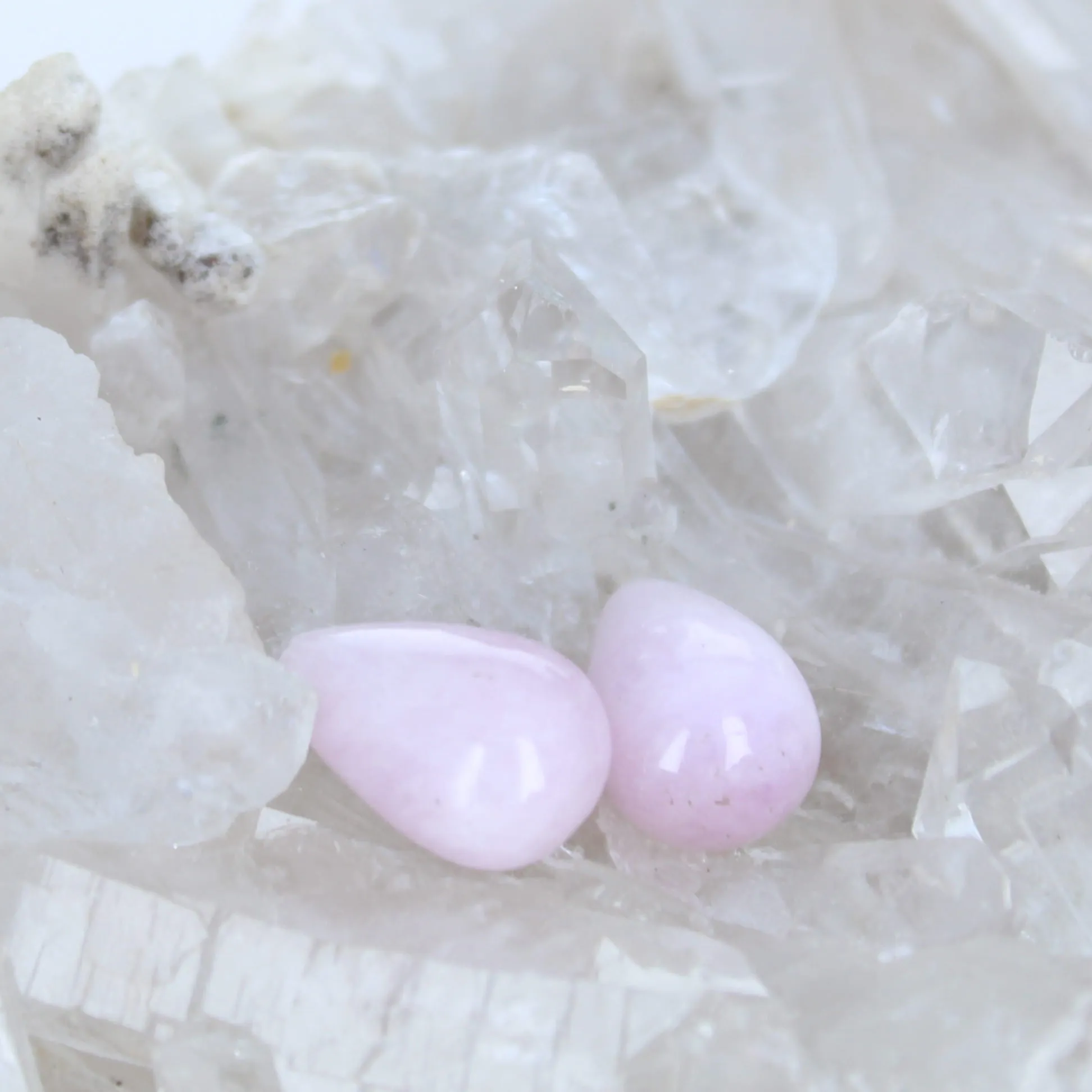 KUNZITE PENDANT Teardrop Bead Components Pair Top Drilled