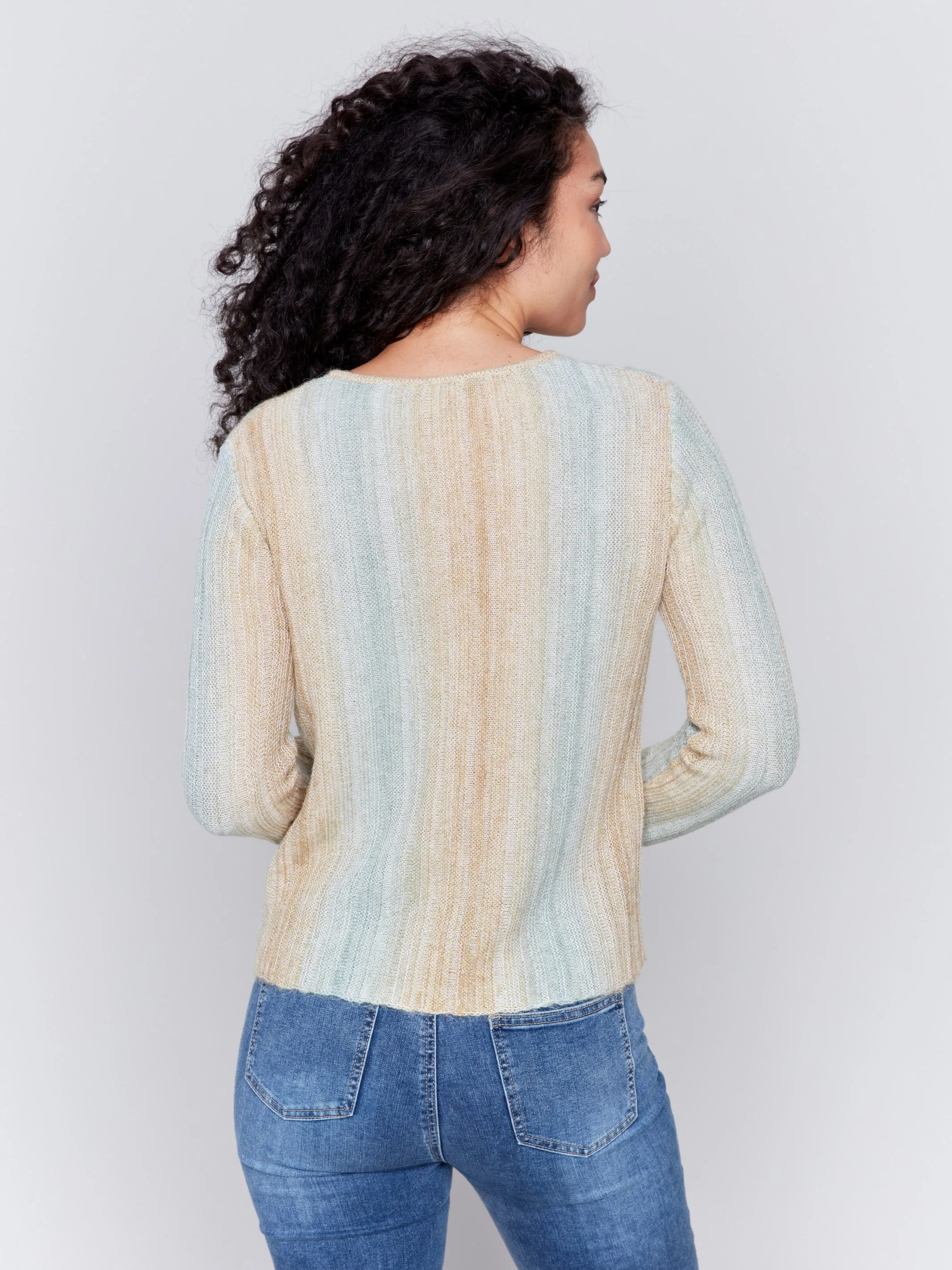 Lightweight Space Dye Yarn Sweater - Matcha