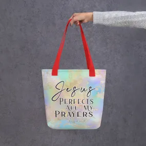 Limited Edition Premium Tote Bag - Jesus Perfects All My Prayers (Design: Golden Spring)