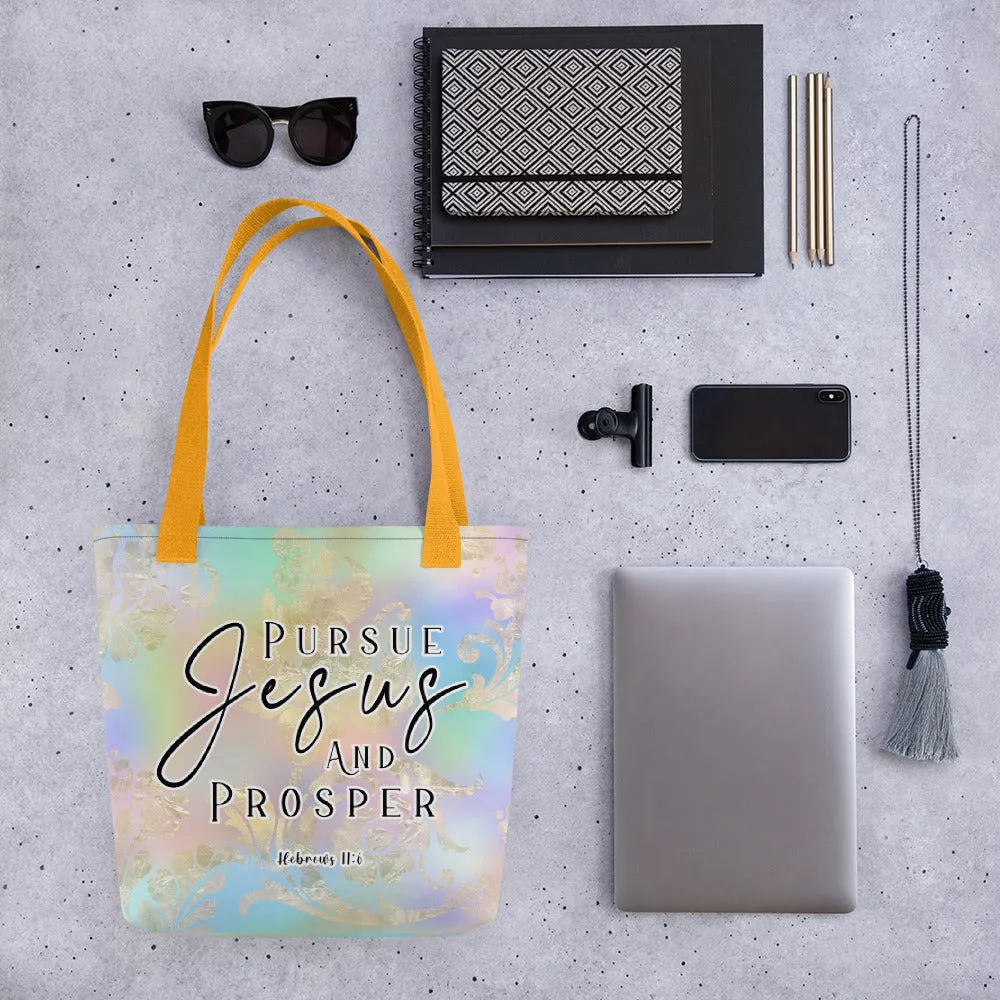 Limited Edition Premium Tote Bag - Pursue Jesus And Prosper (Design: Golden Spring)