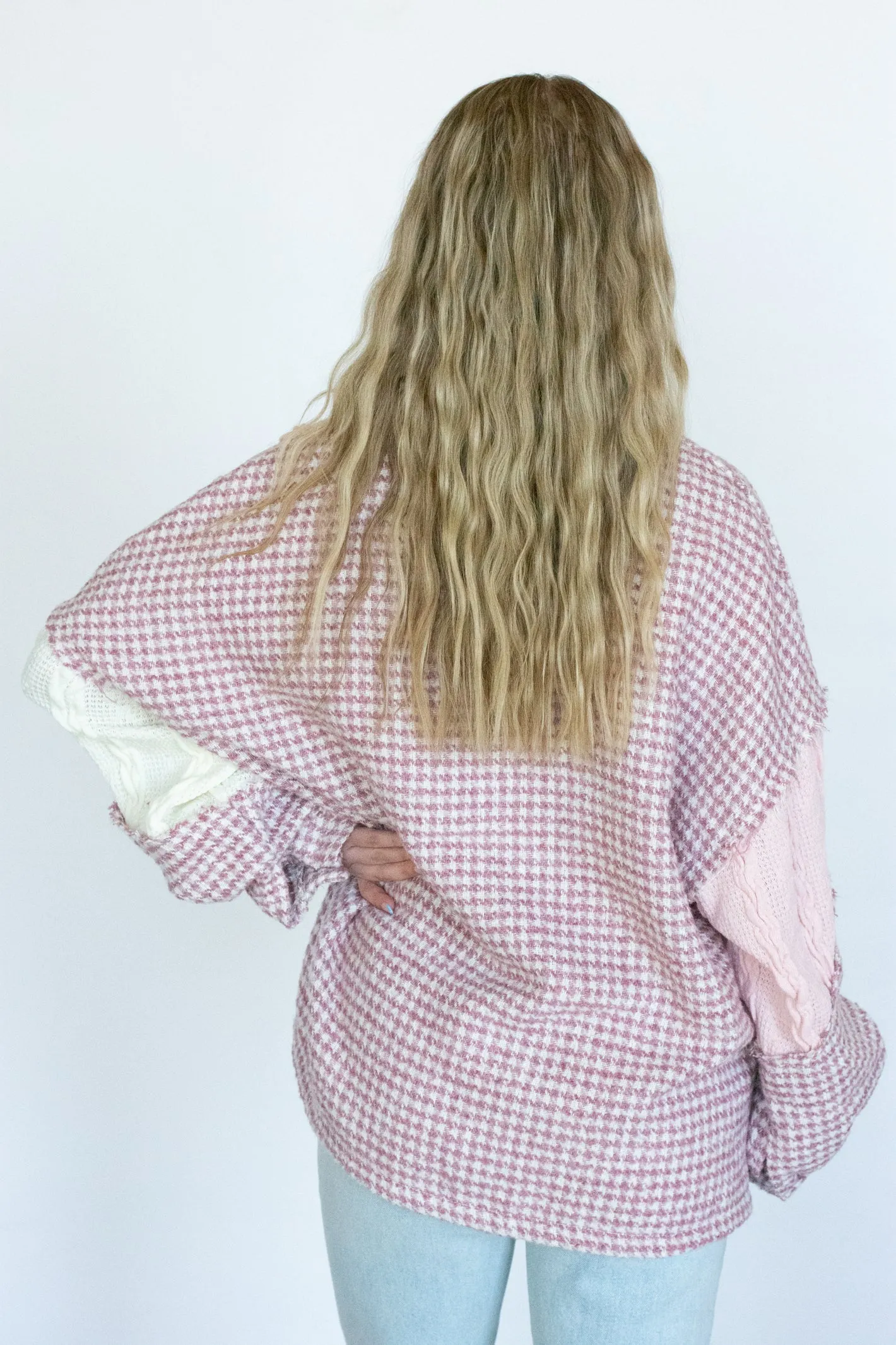 Longing for More Pink Houndstooth Shacket