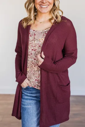 Looking Fearless Knit Cardigan- Burgundy