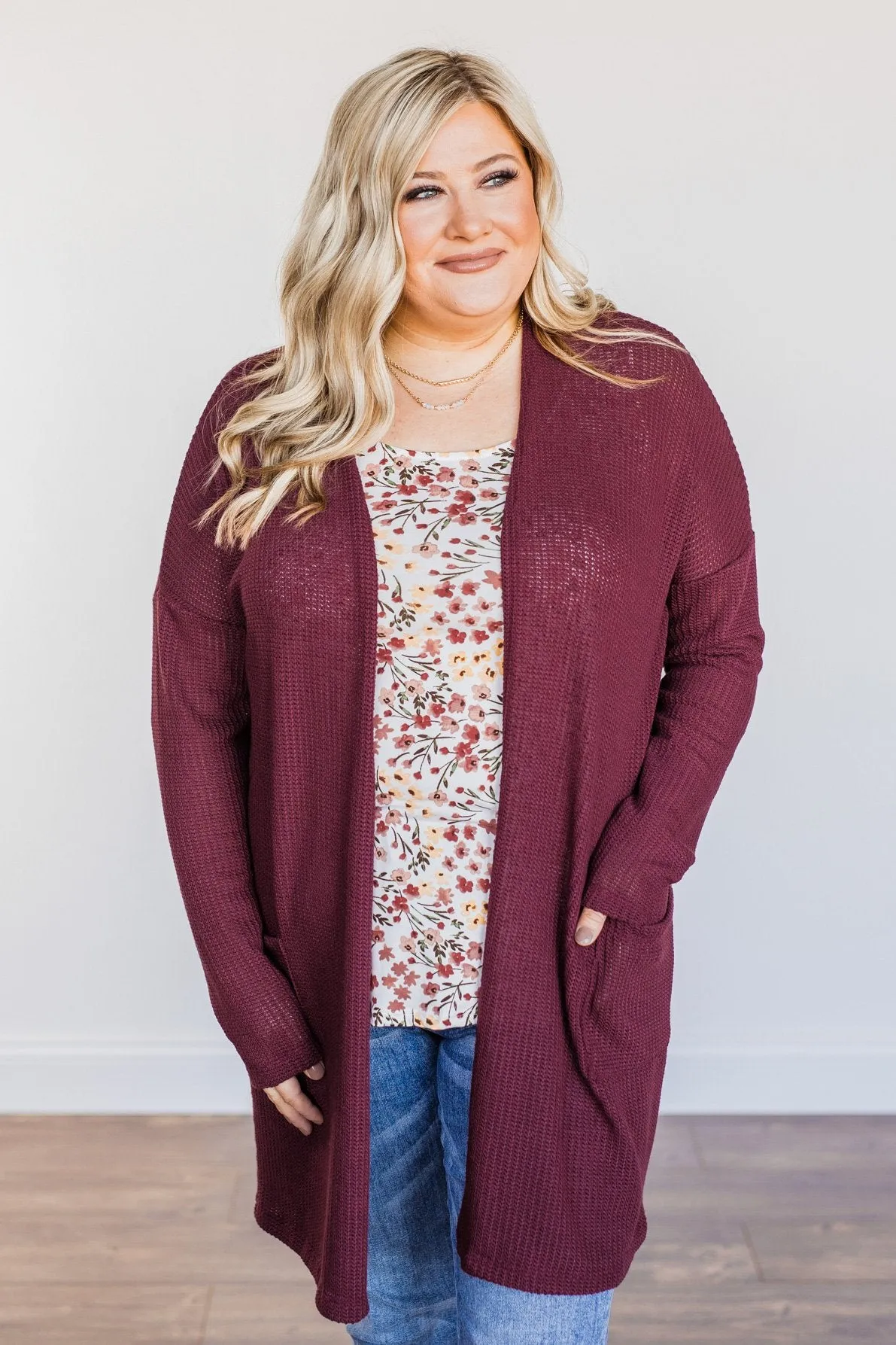 Looking Fearless Knit Cardigan- Burgundy