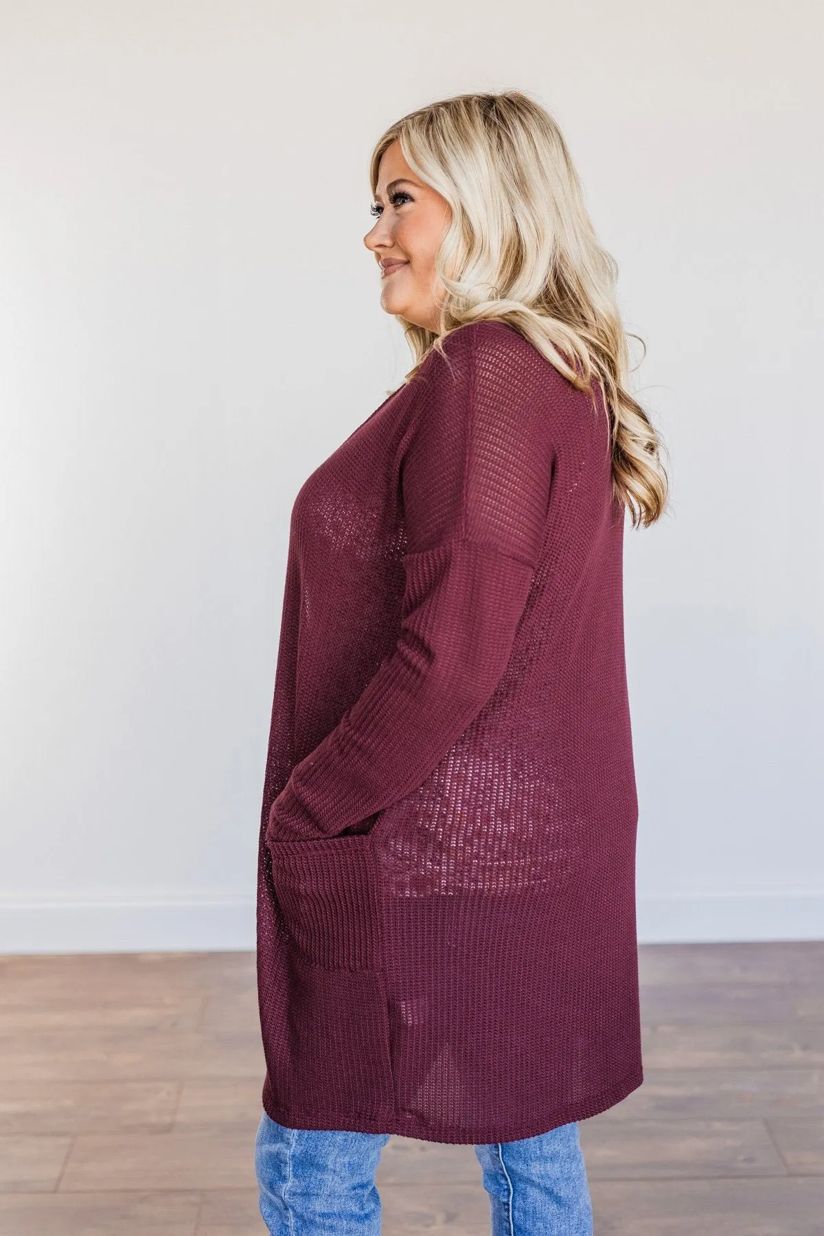 Looking Fearless Knit Cardigan- Burgundy