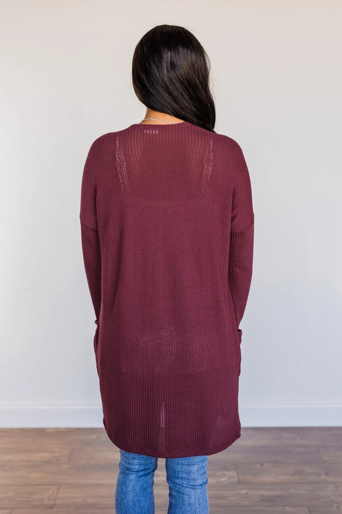 Looking Fearless Knit Cardigan- Burgundy