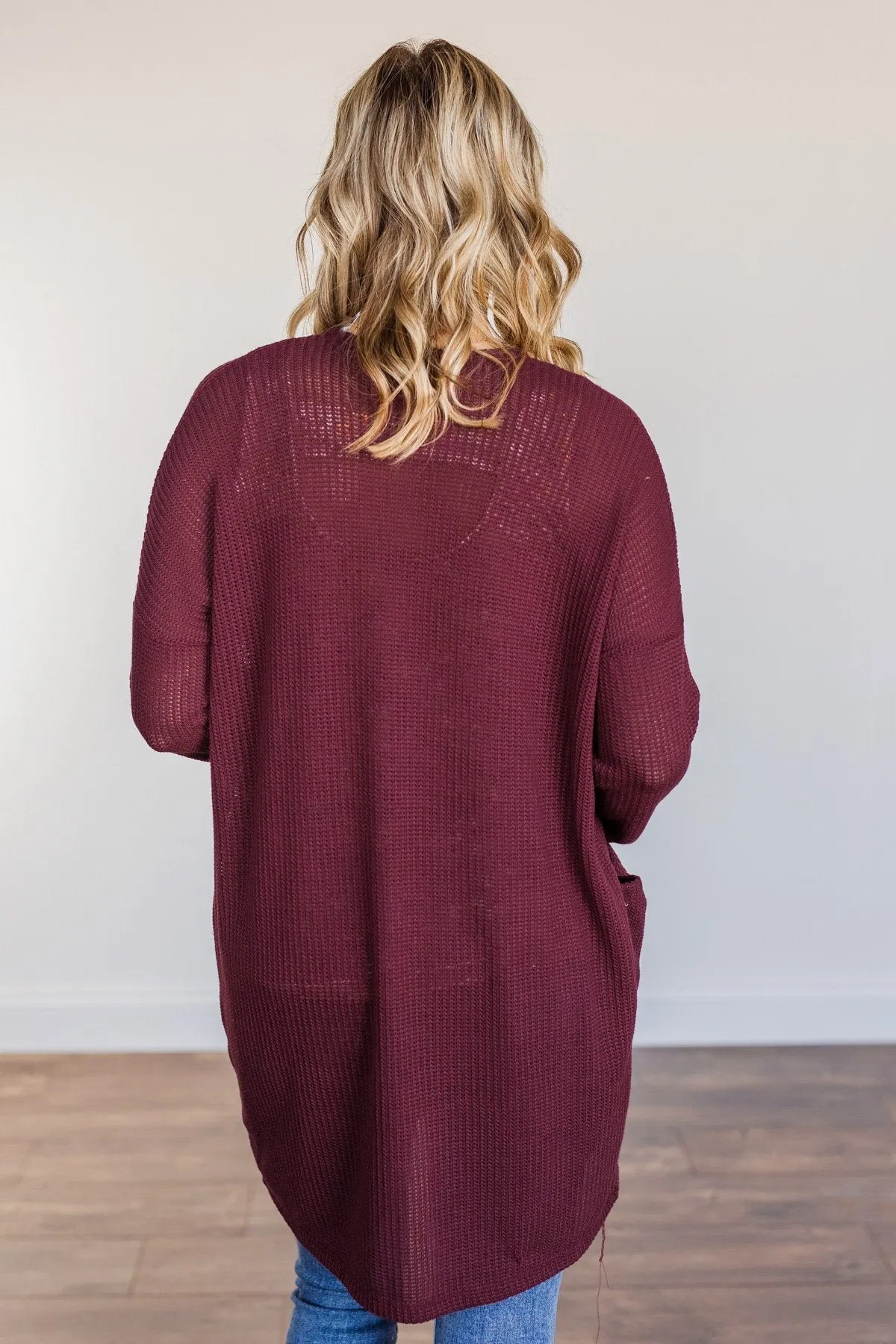 Looking Fearless Knit Cardigan- Burgundy