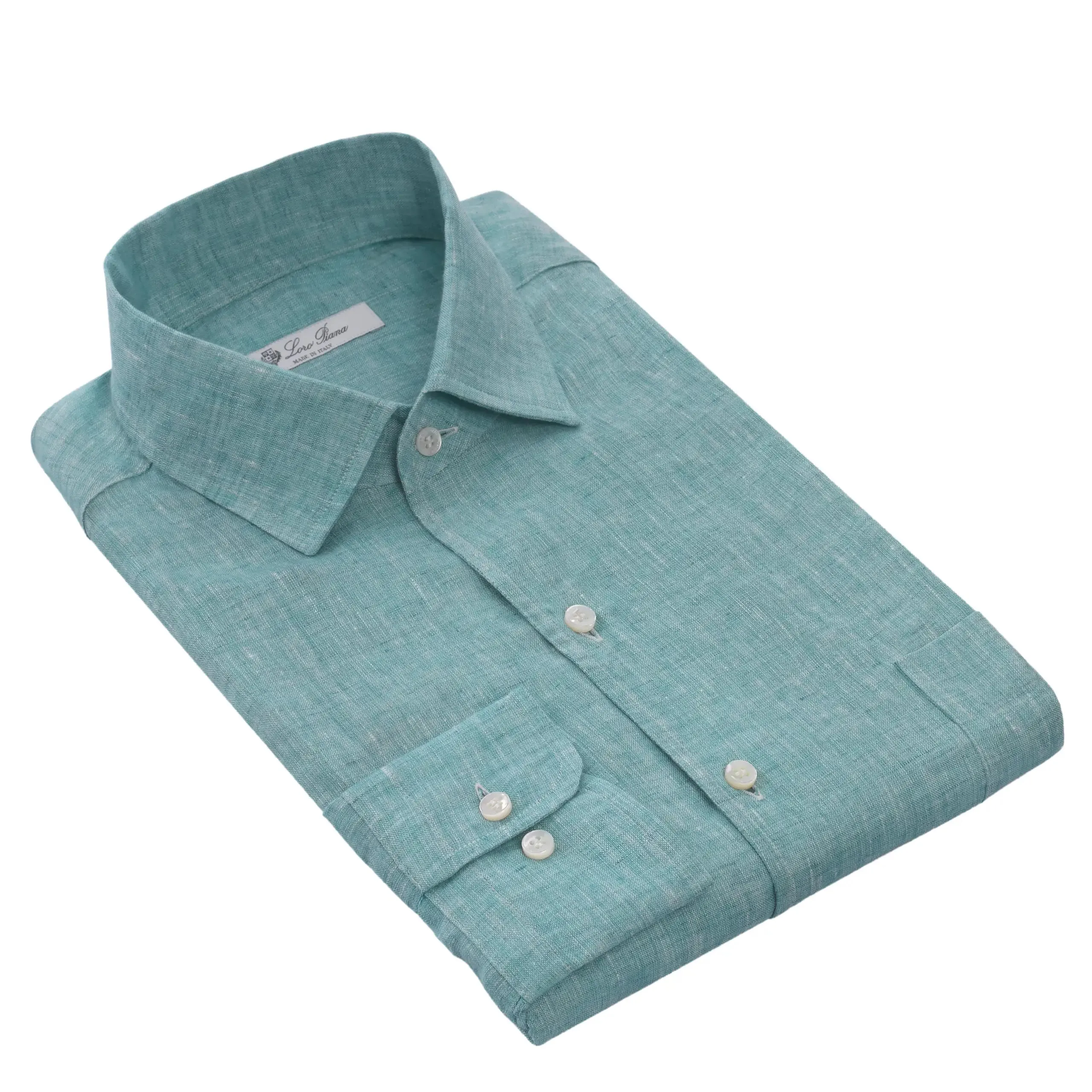  Loro Piana Linen Shirt with Chest Pocket in Sky Blue