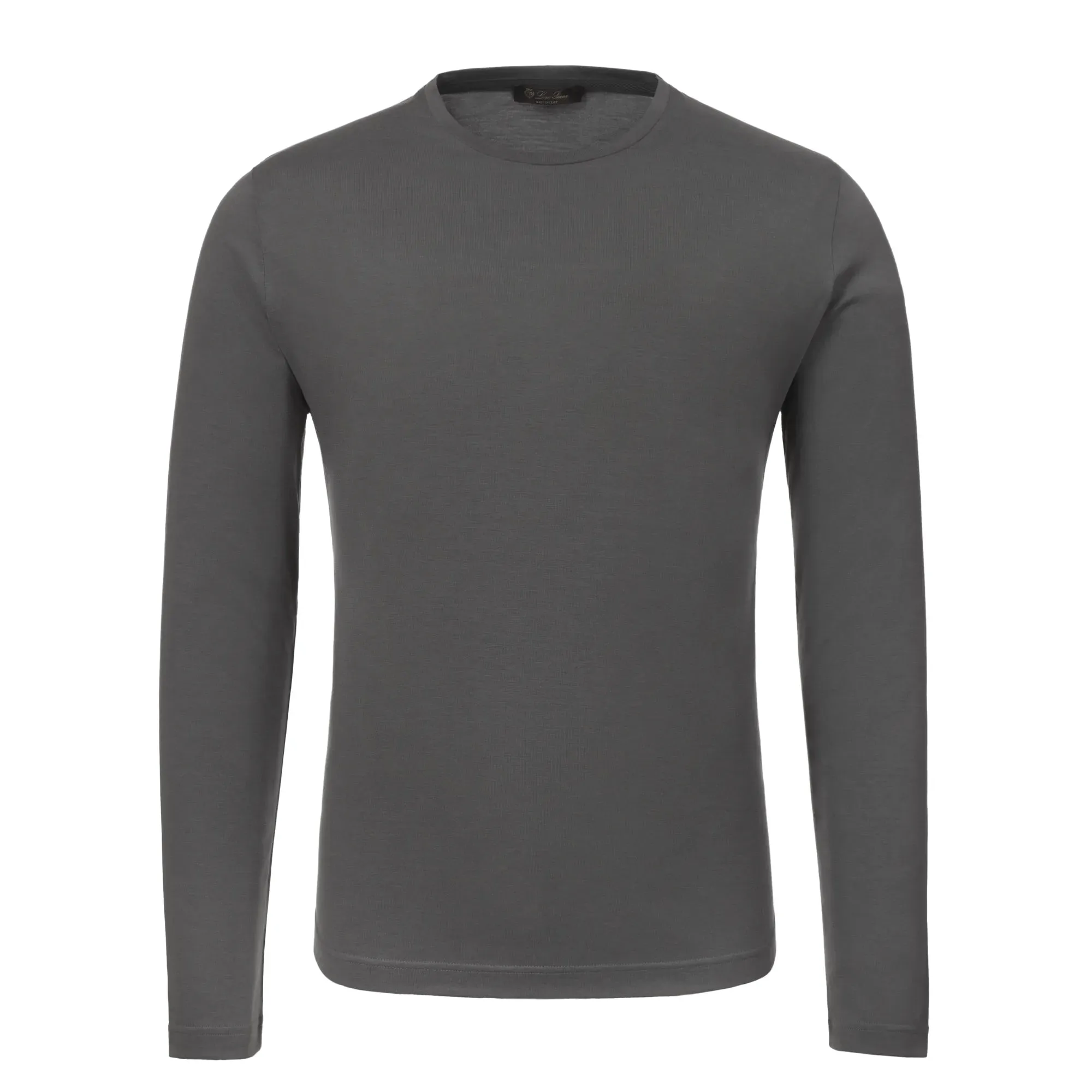  Loro Piana Silk-Cotton Blend Long Sleeve T-Shirt in Grey