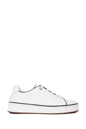 Loro Piana White/Navy Detail Leather 'Tennis Walk' Sneakers Size 37