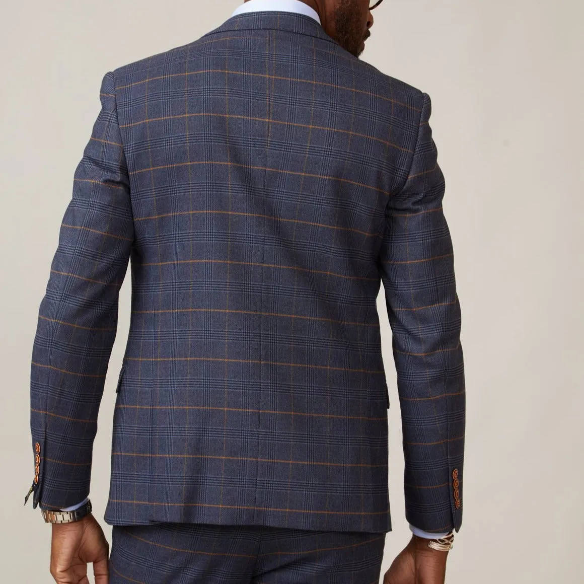 MARC DARCY JENSON - MARINE NAVY CHECK BLAZER