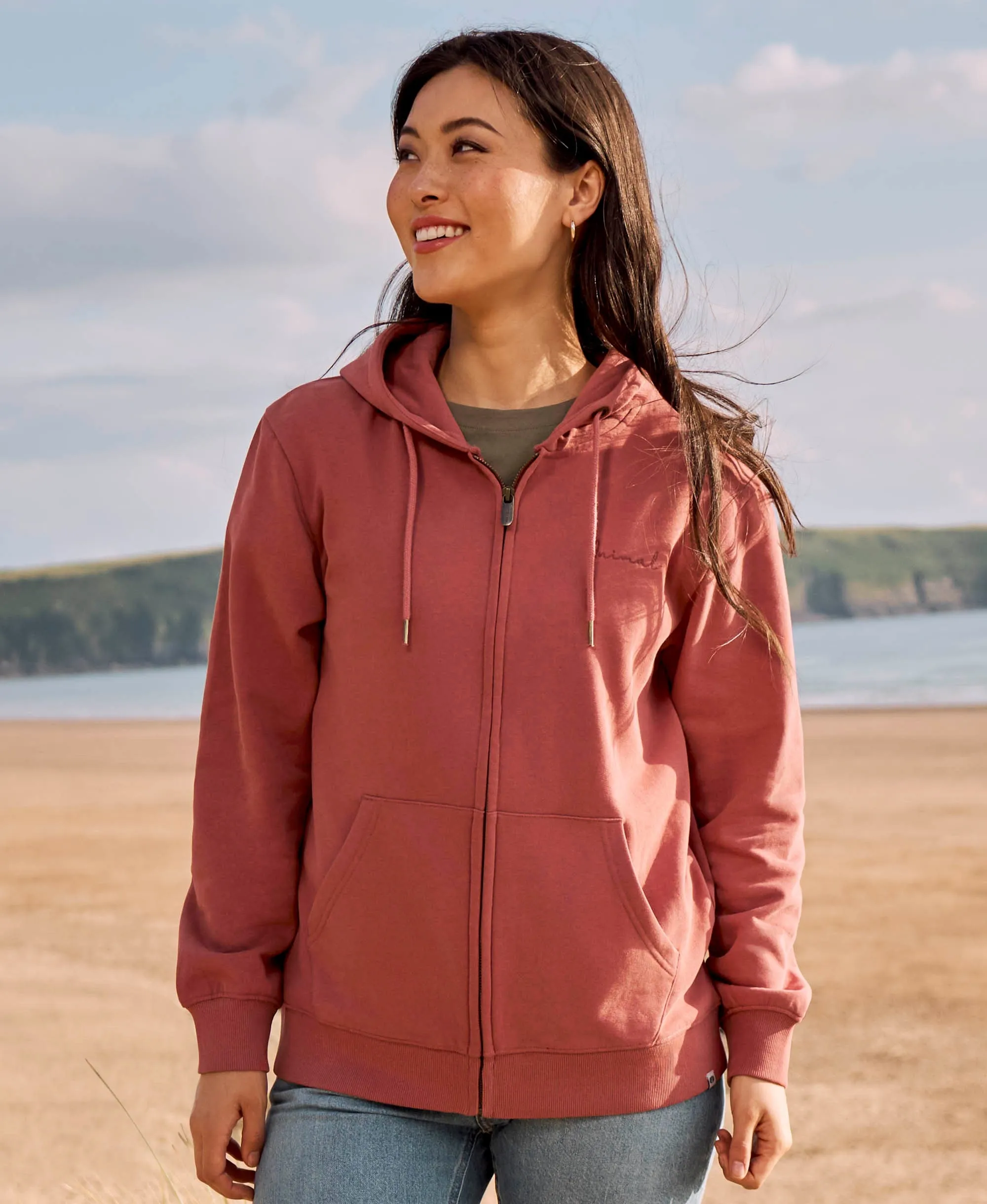 Maya Womens Zip Hoodie - Dark Pink