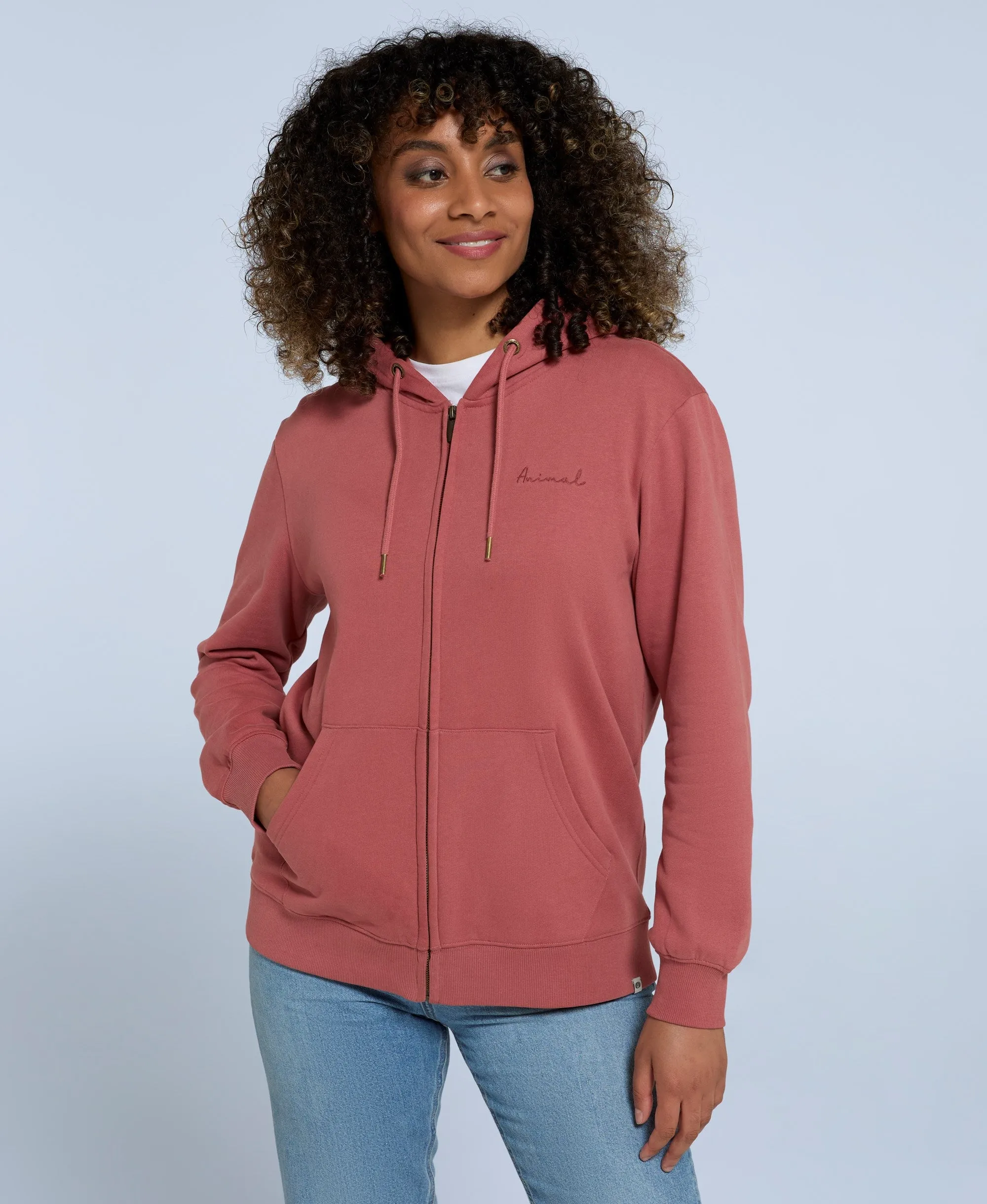 Maya Womens Zip Hoodie - Dark Pink