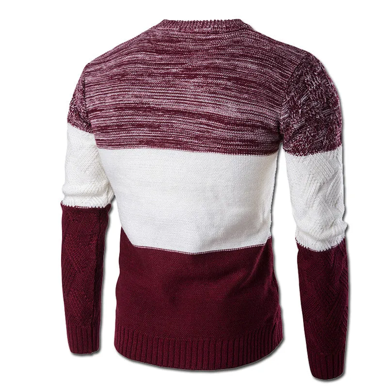 Men Patchwork Sweaters and Pullovers Hombre Men's Casual Slim Fit Long Sleeved O Neck Sweaters Outwear SM6