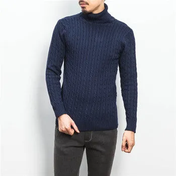 Men Plus Size Turtleneck Sweaters Pullovers Men's Casual Slim Fit Long Sleeved Knitted Sweaters Hombre SM6