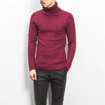 Men Plus Size Turtleneck Sweaters Pullovers Men's Casual Slim Fit Long Sleeved Knitted Sweaters Hombre SM6