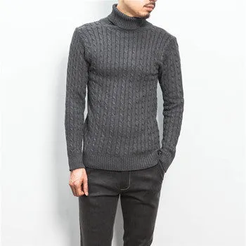 Men Plus Size Turtleneck Sweaters Pullovers Men's Casual Slim Fit Long Sleeved Knitted Sweaters Hombre SM6