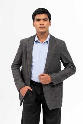 Men's Blazer in Wool - Dark Grey Check