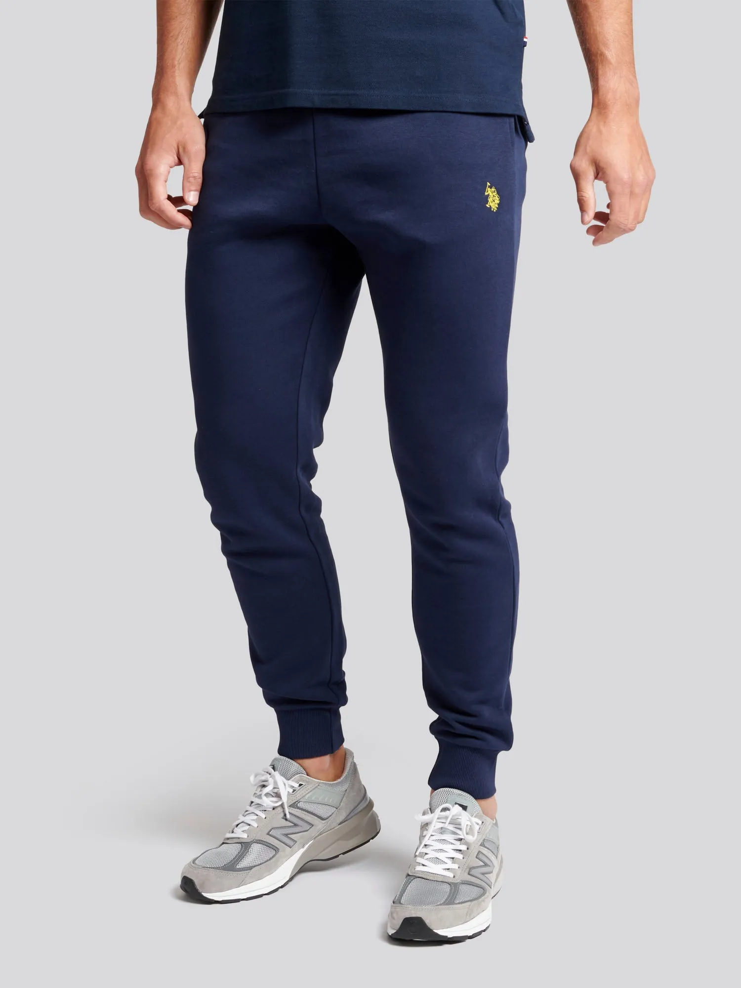 Mens Fleece Joggers in Navy Blazer Yellow DHM